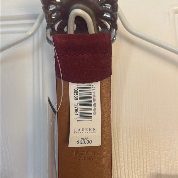 Ralph Lauren dark red suede Belt with Ornate Silver Buckle - Picture 2 of 6